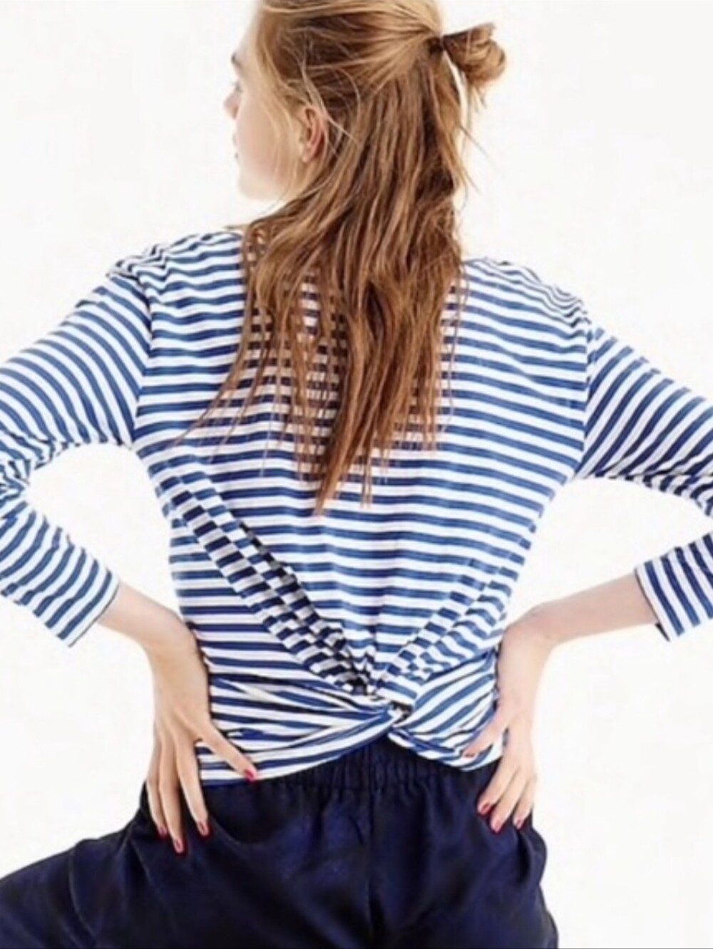 {J.Crew} Striped Twist-Back Long-Sleeve Tee - SIZE XXL